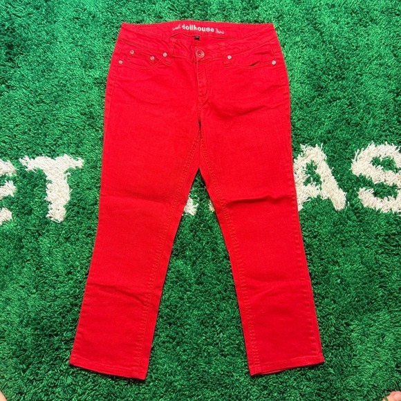 Dollhouse Denim - Dollhouse Red Capri Jeans Size 9 Mid Rise Cropped Denim Pants Casual